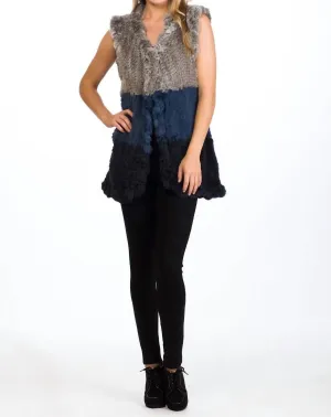 Aja Fur Vest In Denim
