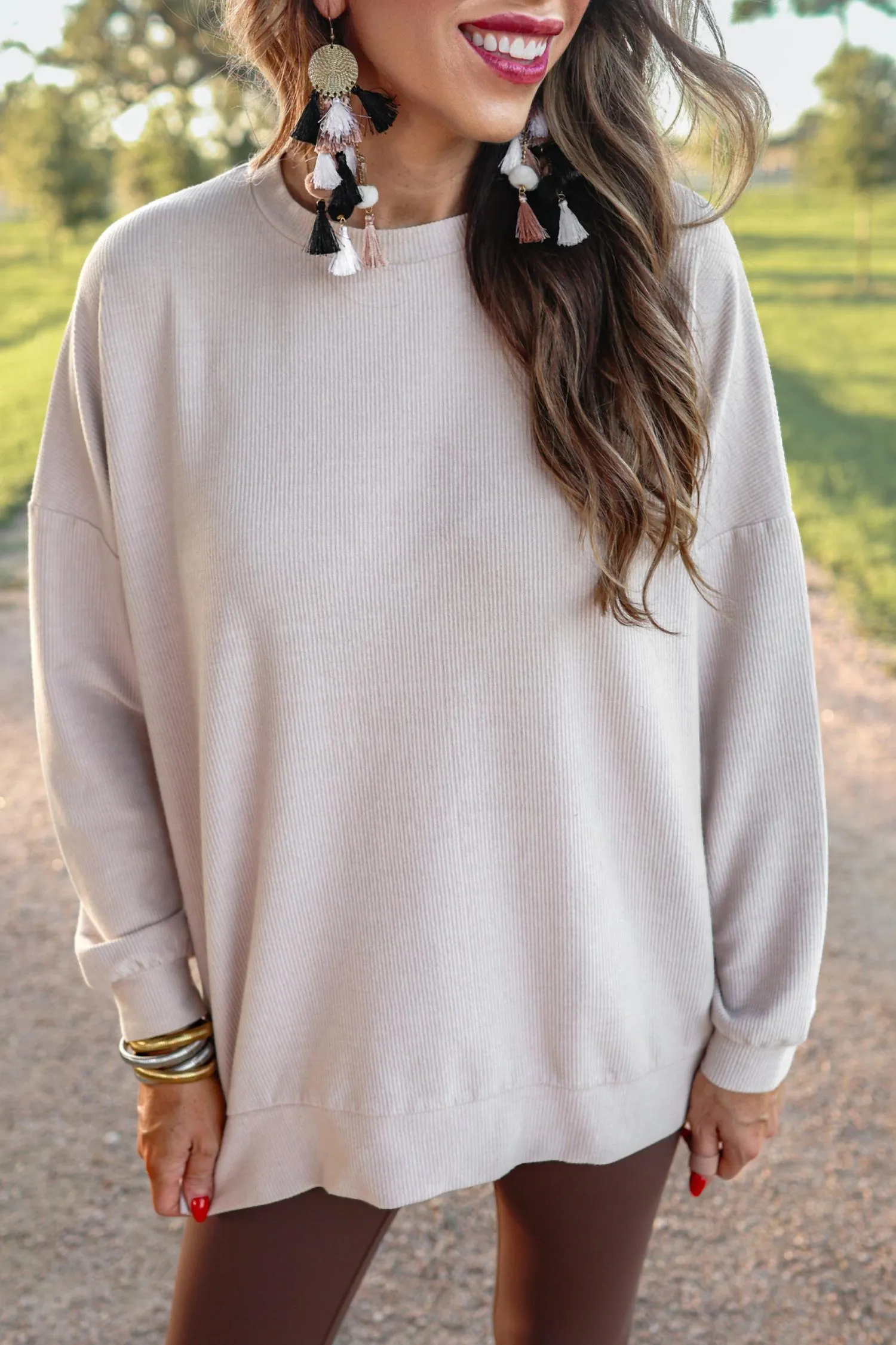 Alexis Corded Pullover Taupe