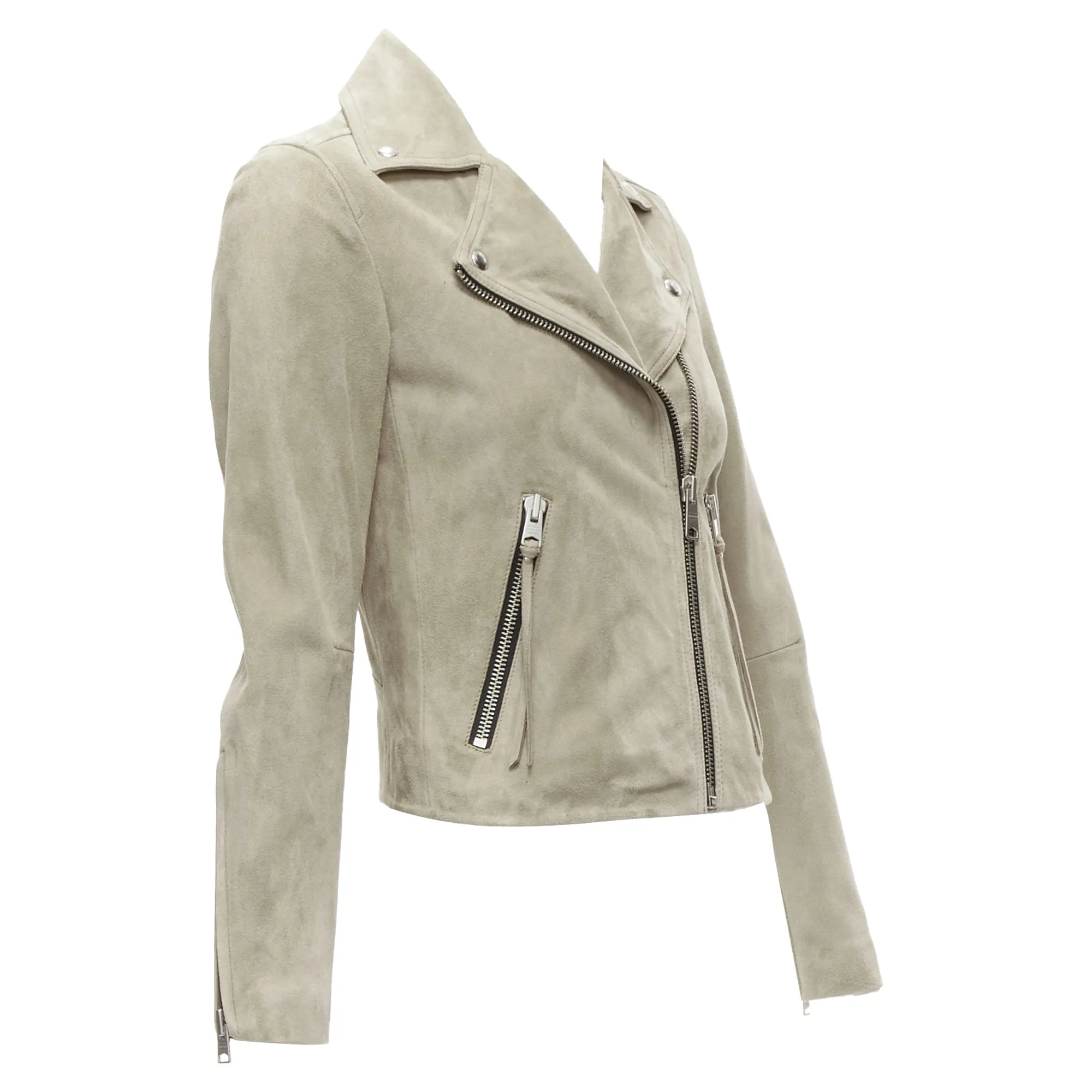 All Saints Dalby goat suede hardware classic biker jacket