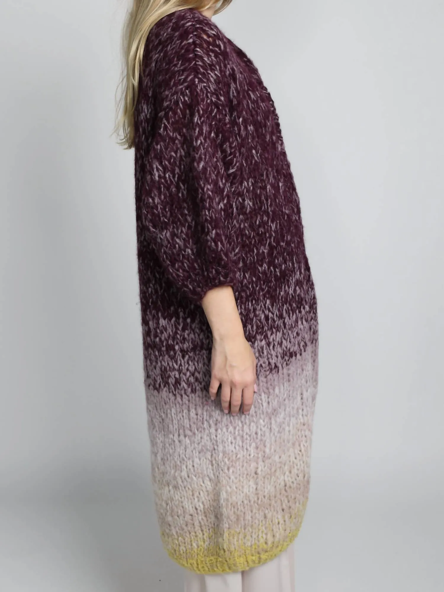 Alpaca Ombre Coat In Aubergine