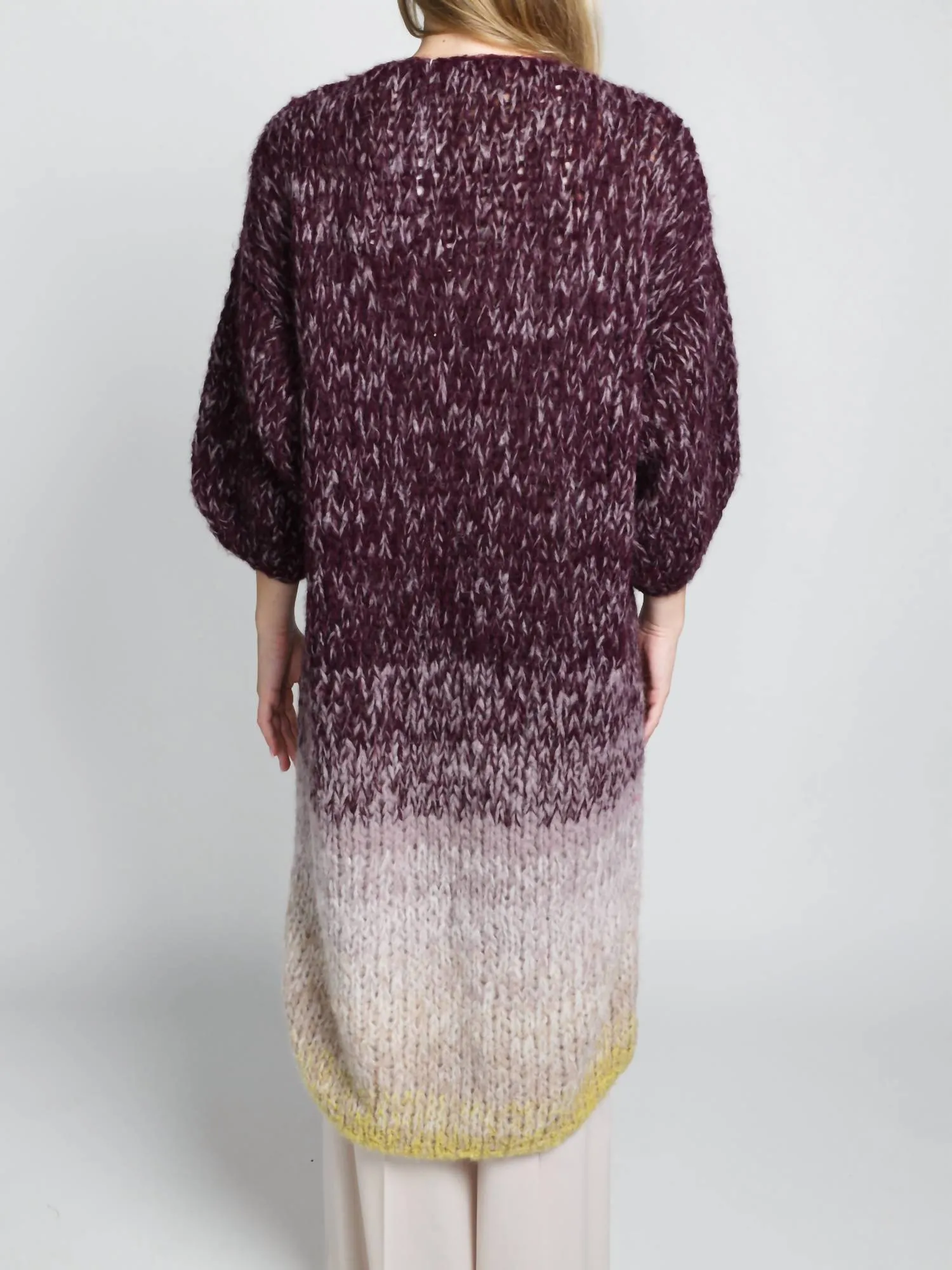 Alpaca Ombre Coat In Aubergine