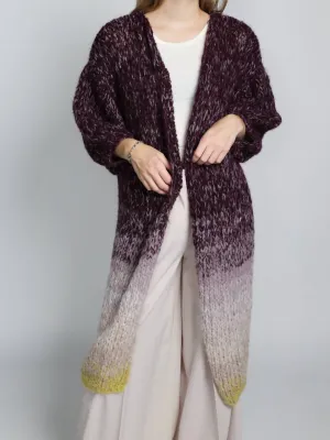 Alpaca Ombre Coat In Aubergine