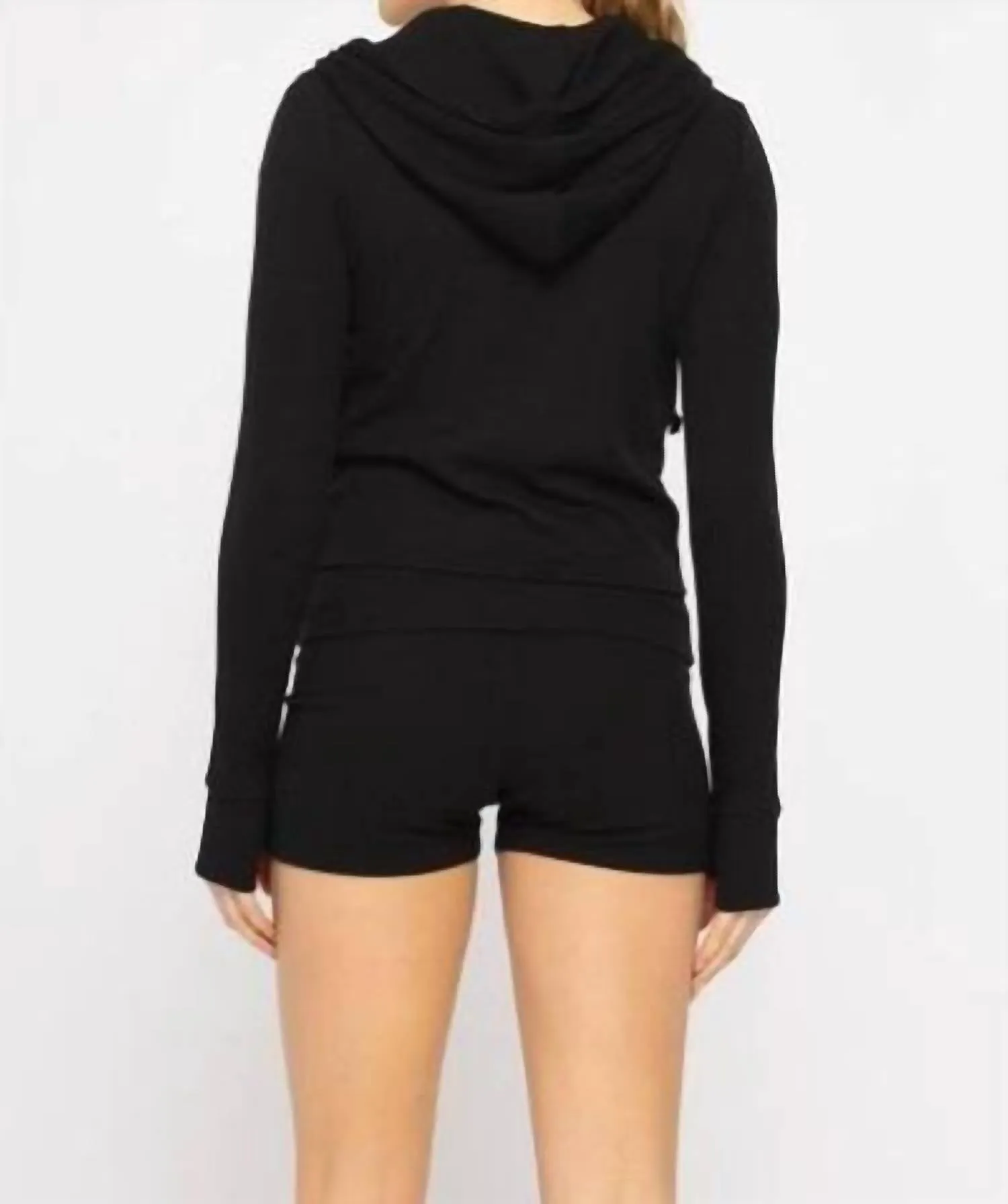 Becky Ribbed Hoodie In Black