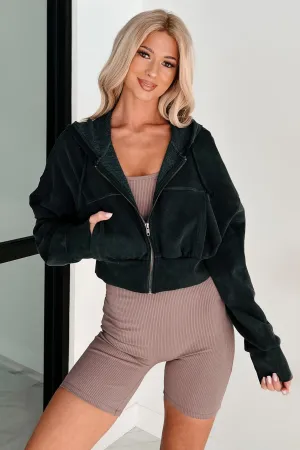 Bite The Dust Cropped Zip-Up Hoodie (Black)