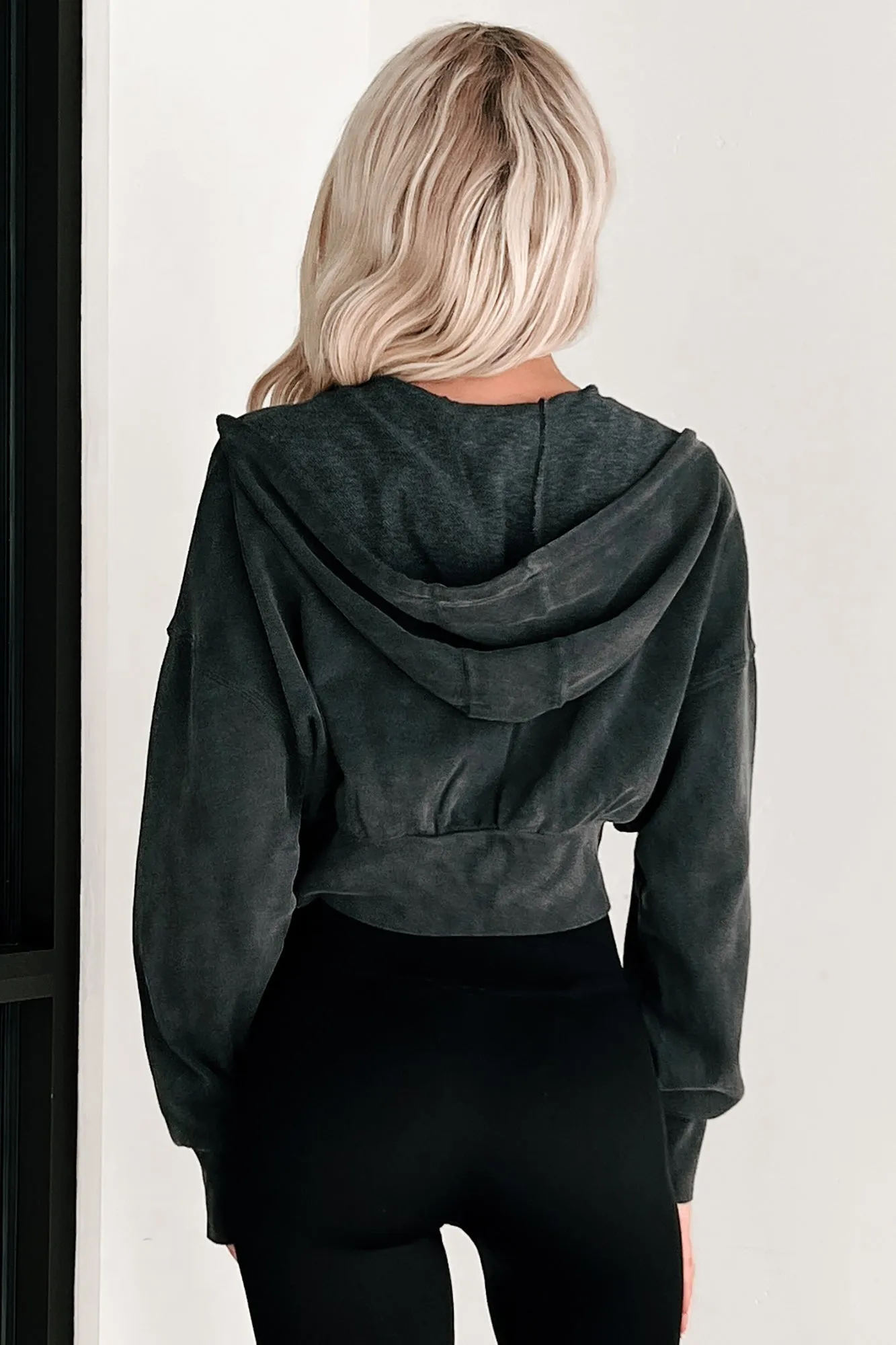 Bite The Dust Cropped Zip-Up Hoodie (Black)