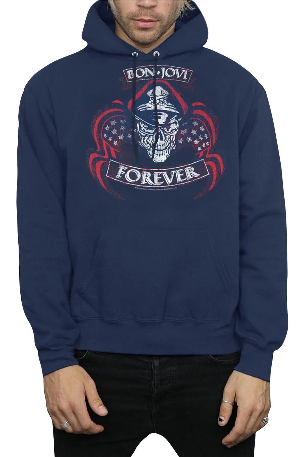 Bon Jovi Forever Skull Adult Pull Over Hoodie