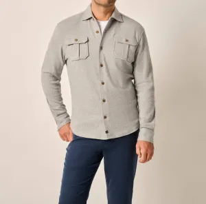 Brayden Stretch Flannel Shirt In Light Grey