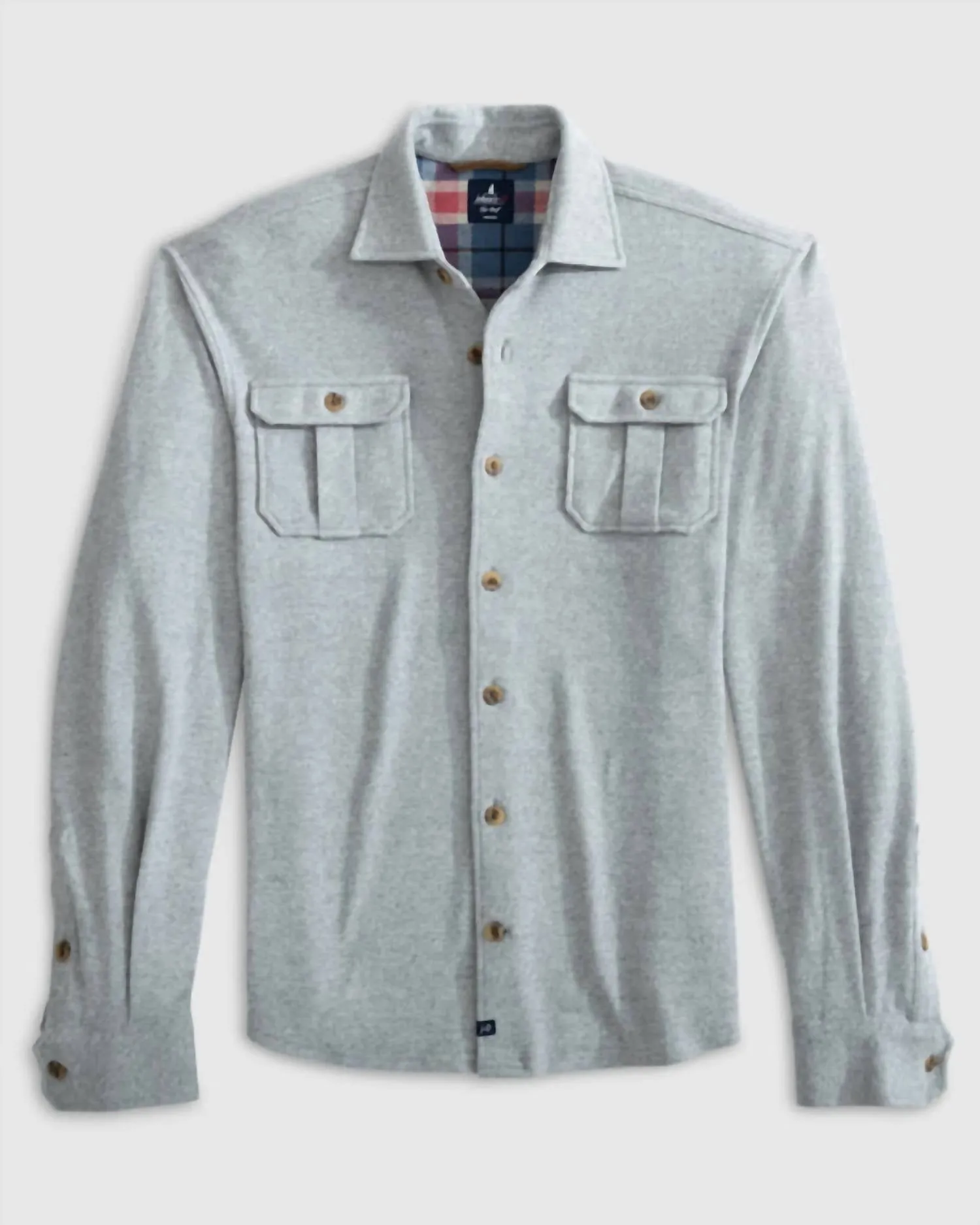 Brayden Stretch Flannel Shirt In Light Grey