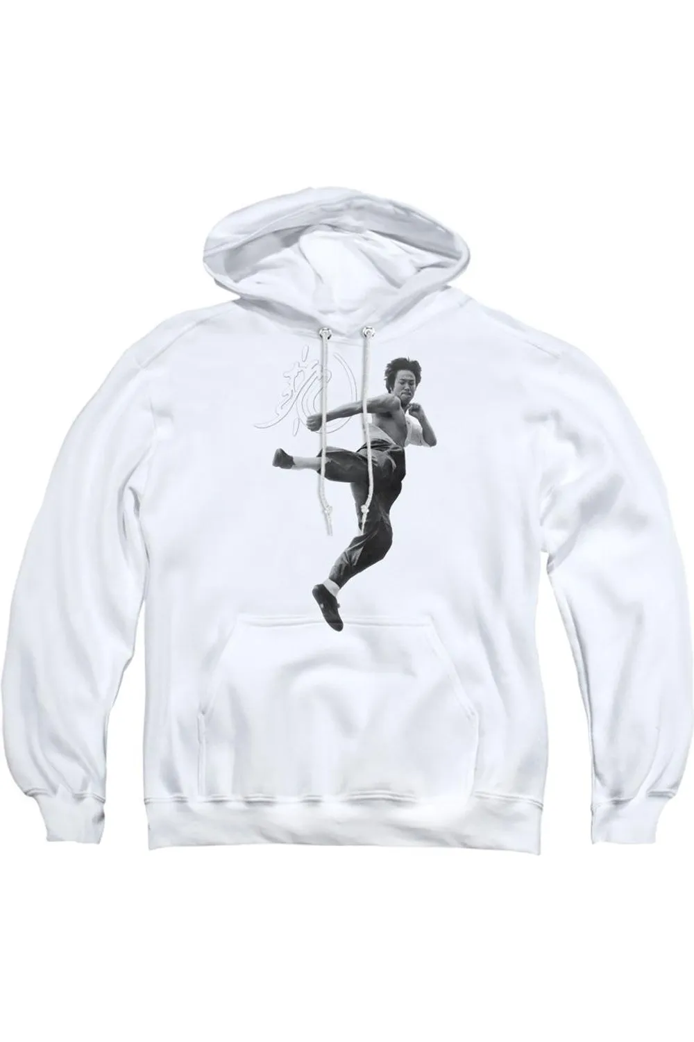 Bruce Lee Flying Kick Adult Pull Over Hoodie