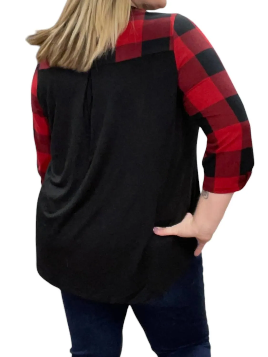 Buffalo Plaid Gabby Top In Red/black