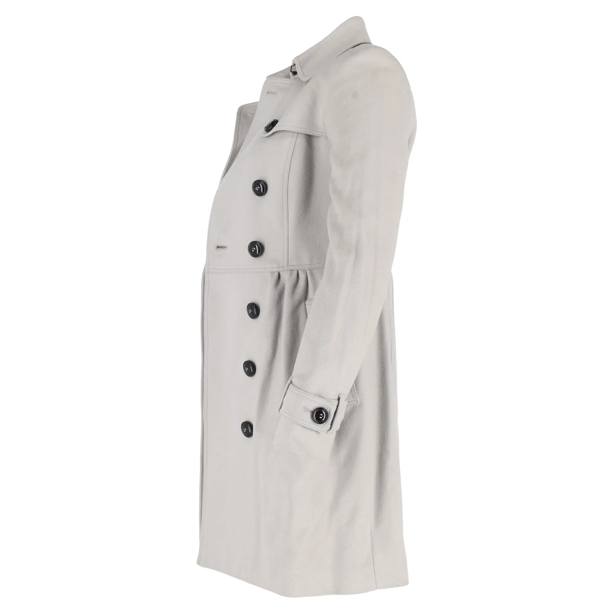 Burberry Double Breasted Trench Jacket in Grey Cotton