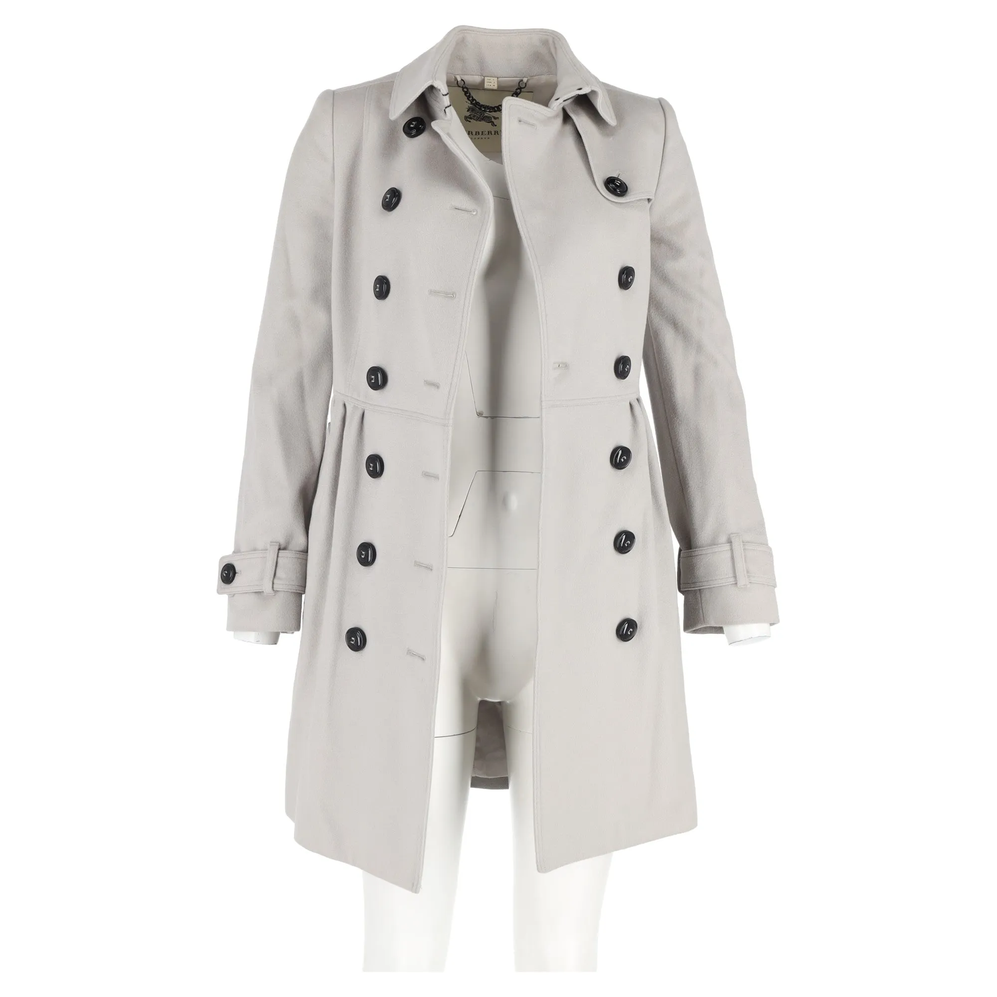 Burberry Double Breasted Trench Jacket in Grey Cotton