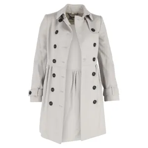 Burberry Double Breasted Trench Jacket in Grey Cotton