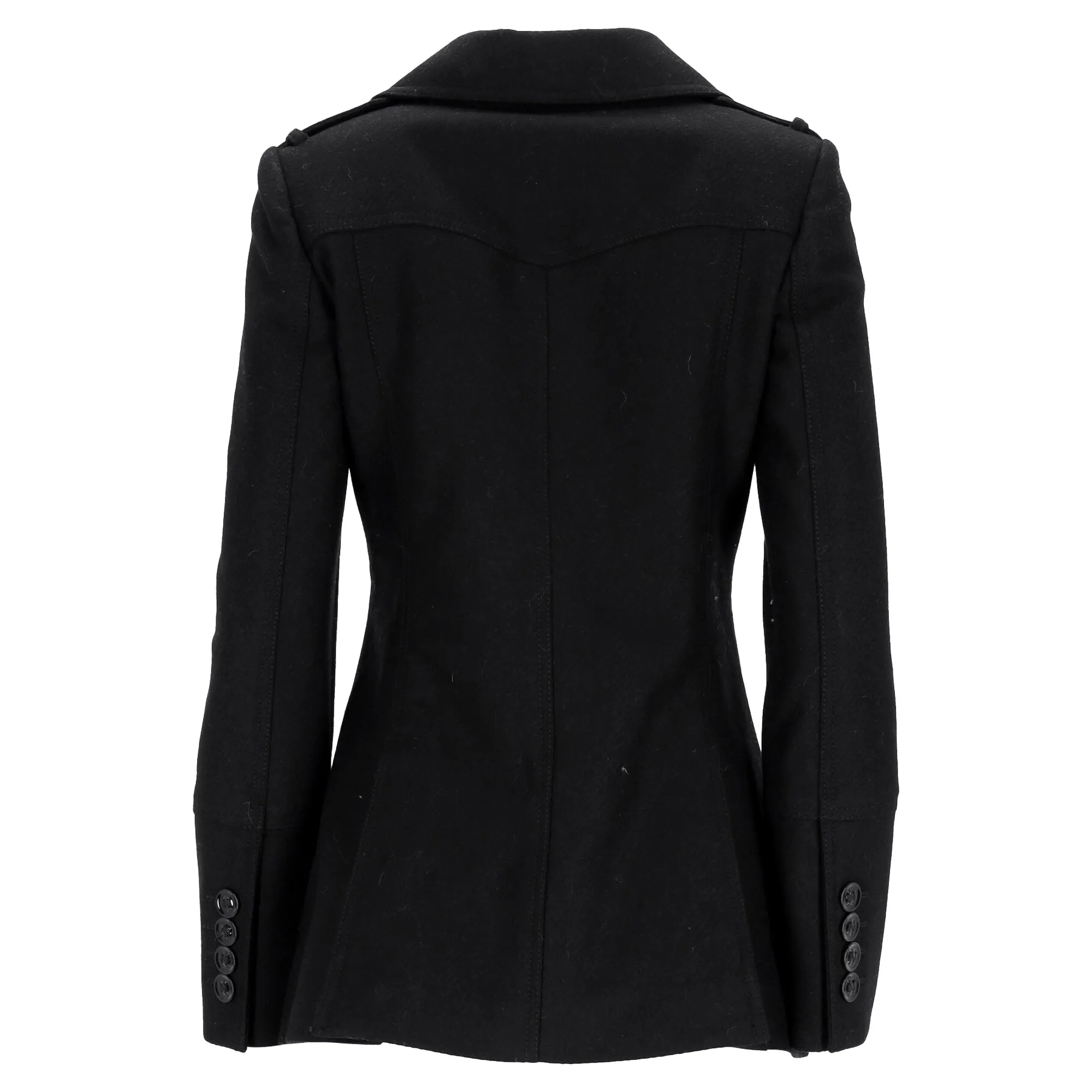Burberry London Double-Breasted Peacoat in Black Wool