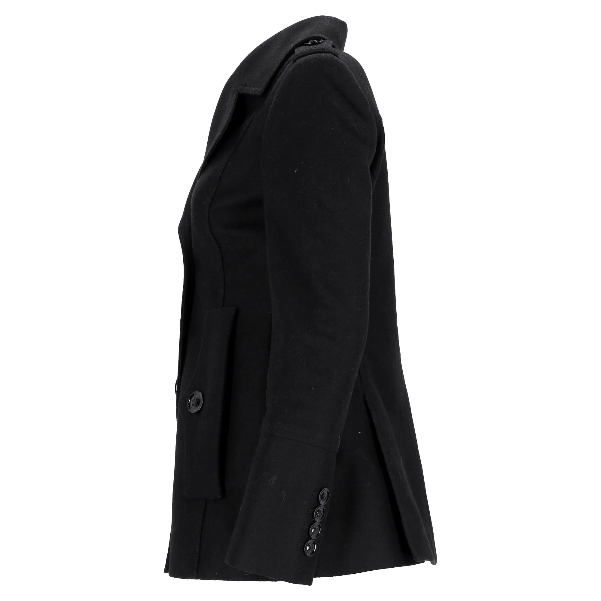 Burberry London Double-Breasted Peacoat in Black Wool