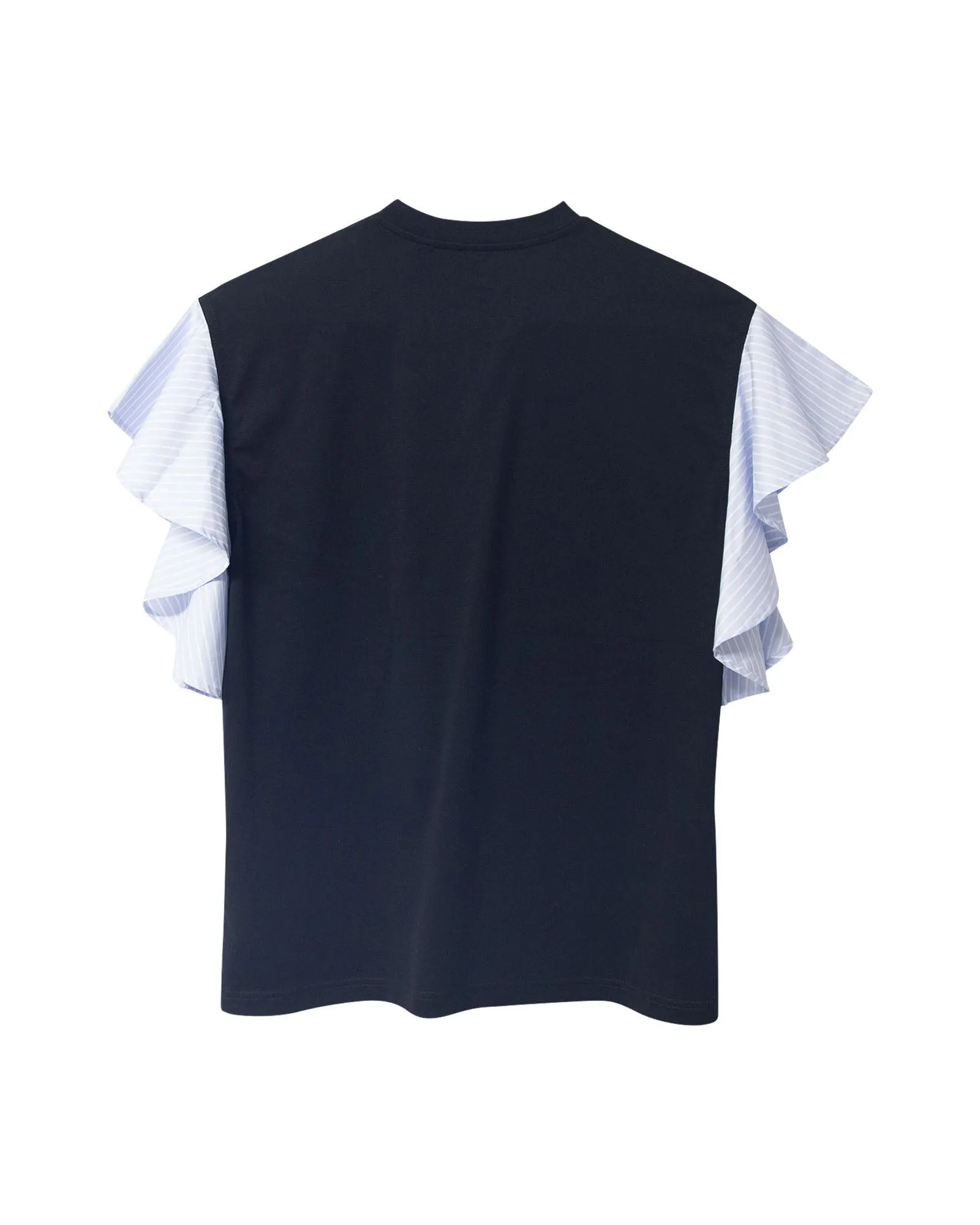 Burberry Striped Ruffled-Sleeve Oversized T-shirt In Black Cotton