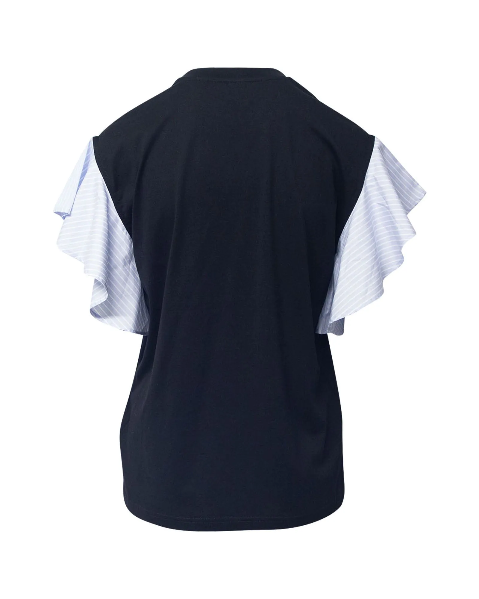 Burberry Striped Ruffled-Sleeve Oversized T-shirt In Black Cotton