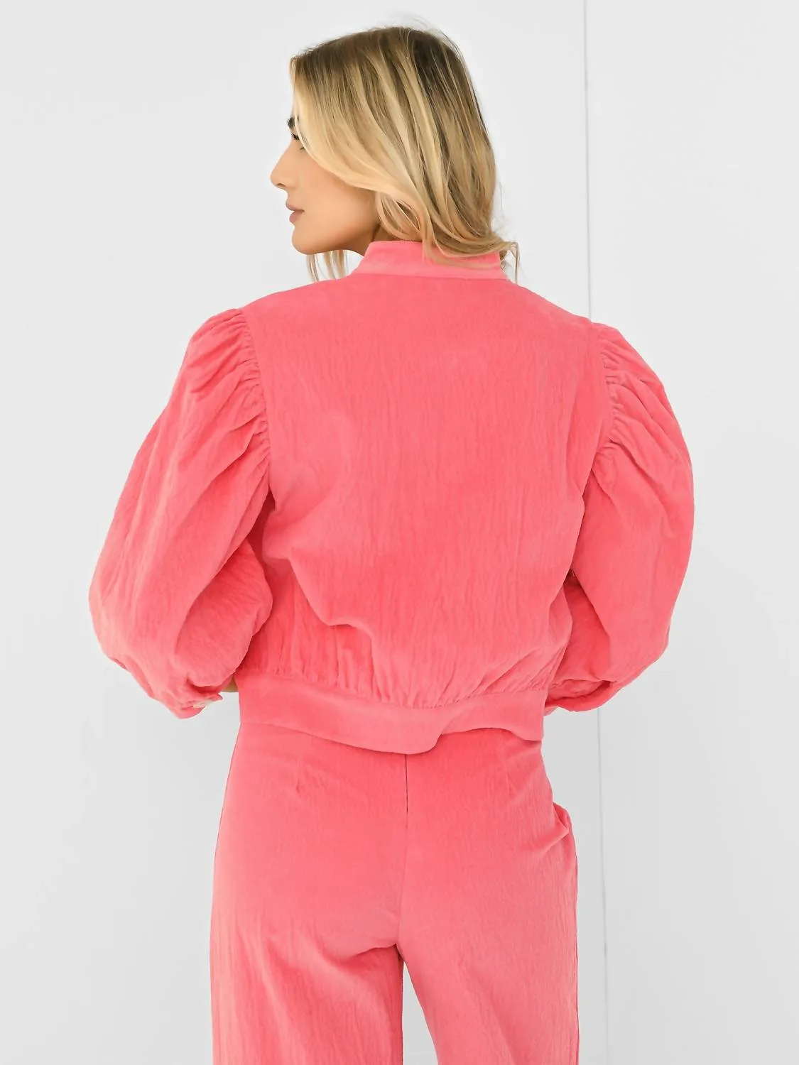 Button-Down Jacket In Pink Corduroy