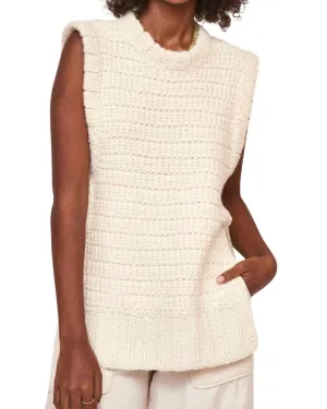 Camel Open Side Knit Vest In Snow