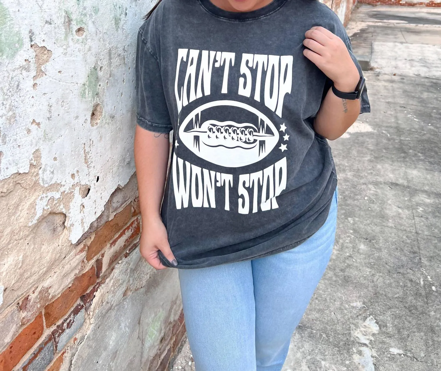Can't Stop Won't Stop Rocker Tee In Washed Black