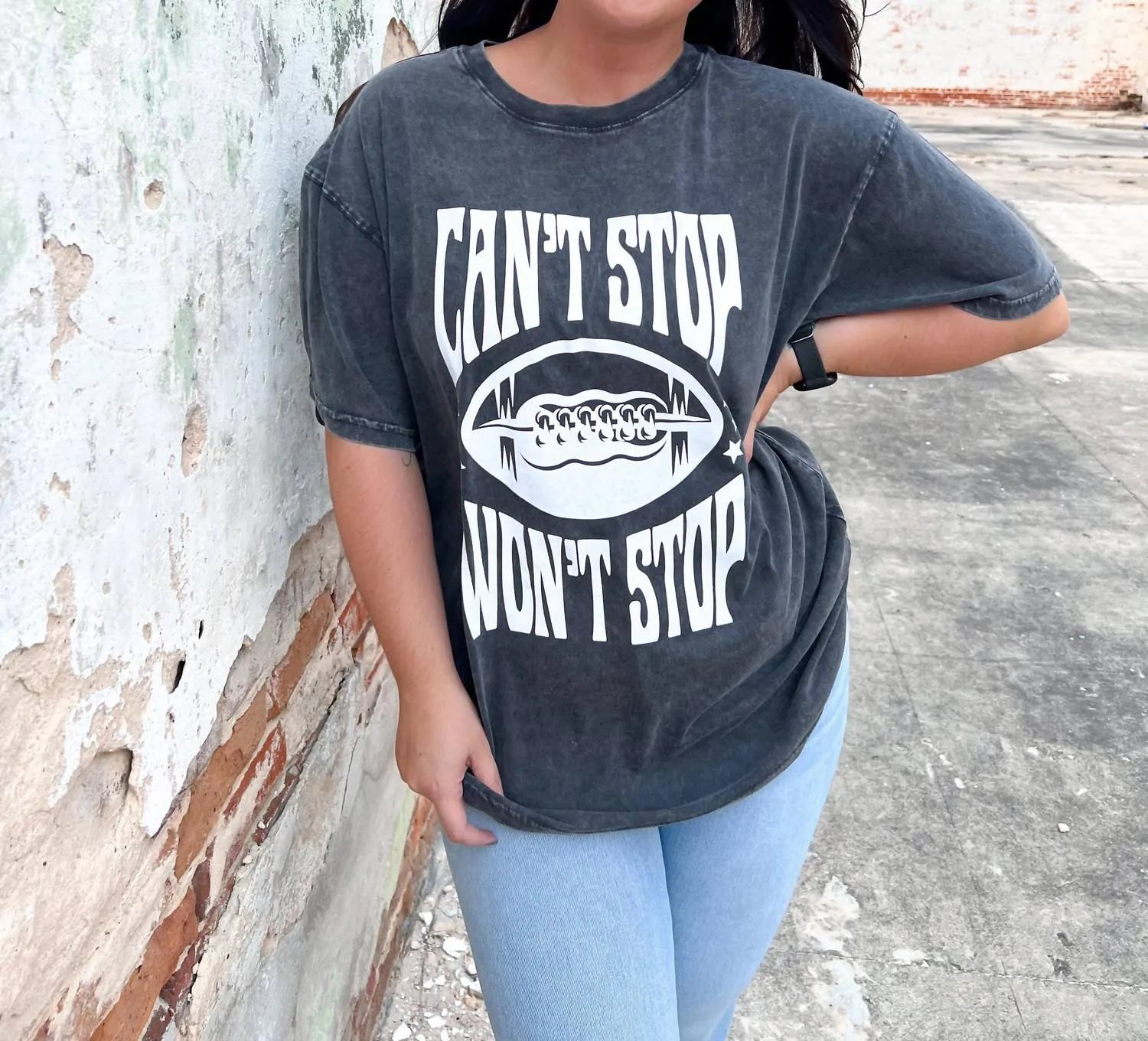 Can't Stop Won't Stop Rocker Tee In Washed Black