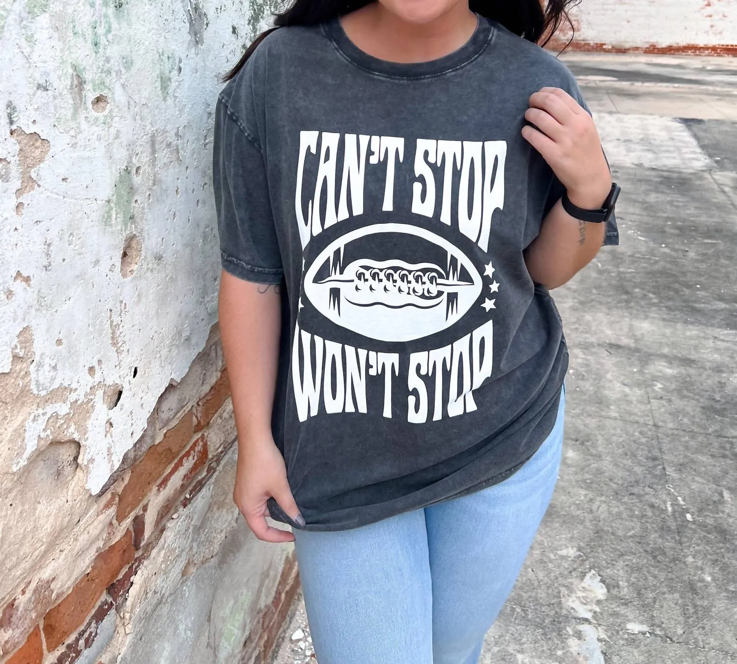 Can't Stop Won't Stop Rocker Tee In Washed Black
