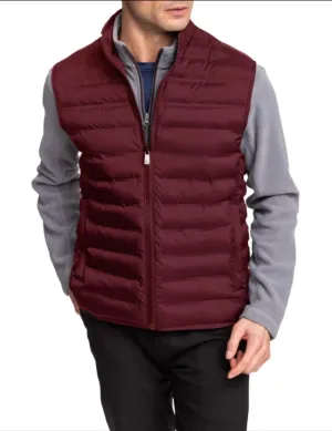 Channel Quilted Vest In Burgundy