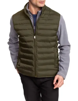 Channel Quilted Vest In Olive