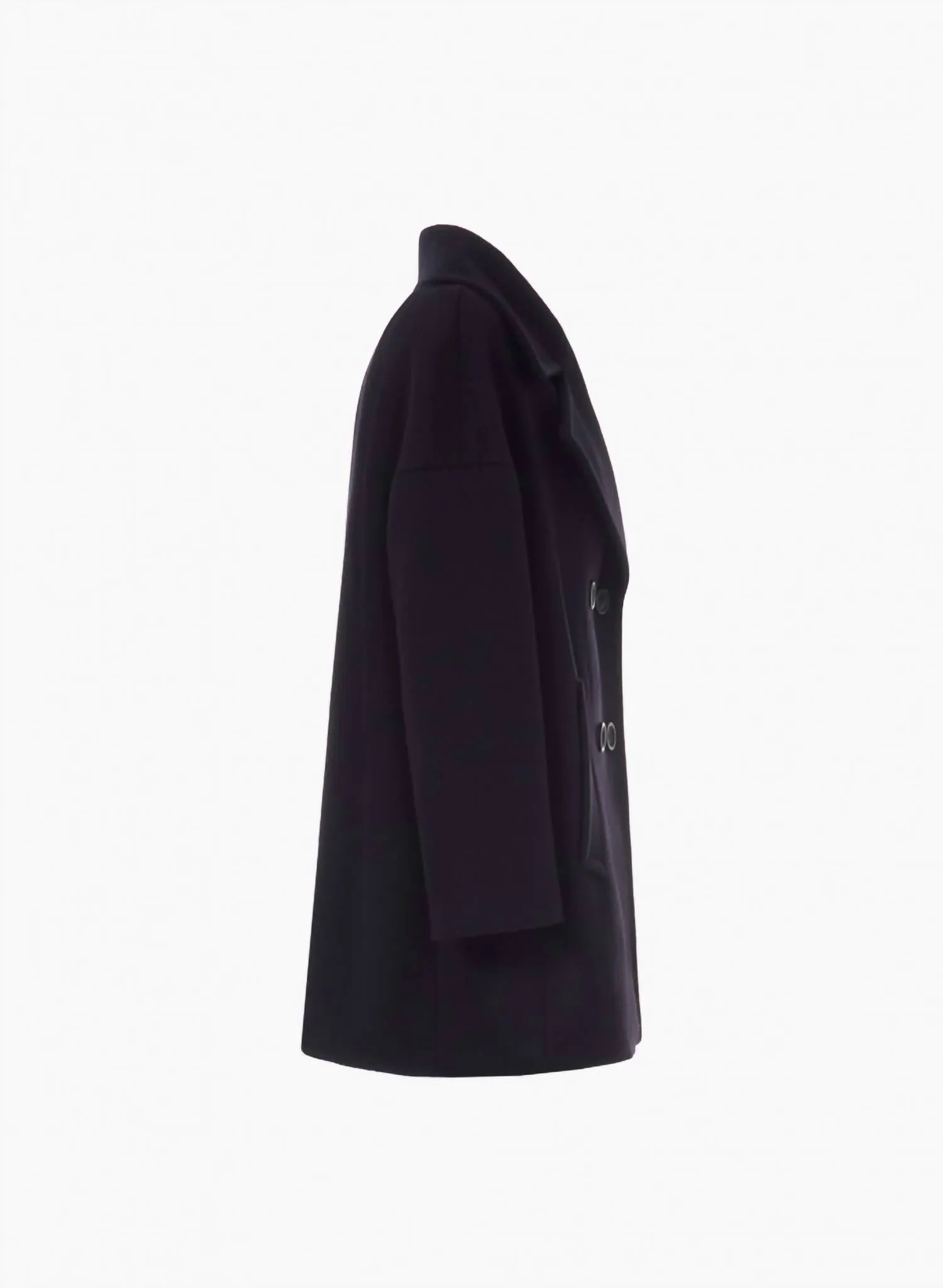 Circle Sustainable Wool And Cashmere Peacoat In Black