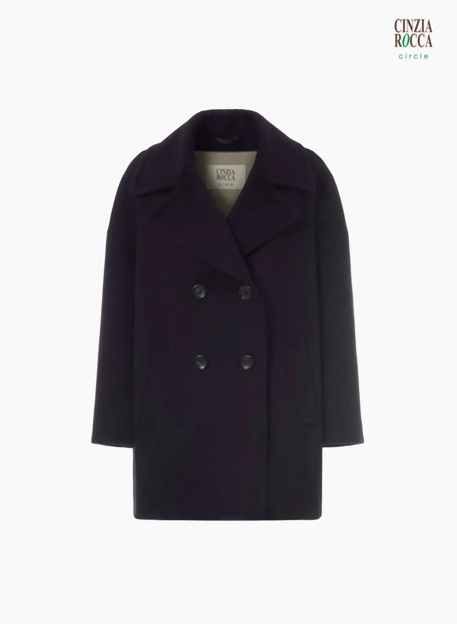 Circle Sustainable Wool And Cashmere Peacoat In Black