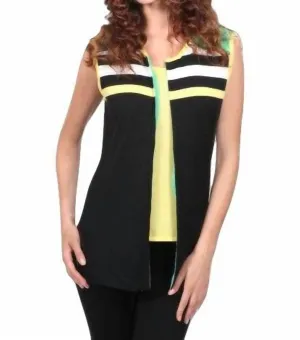 Citrus Twist Zip Vest In Black/green