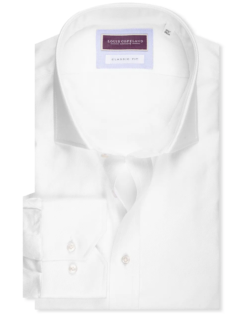 Classic Fit Thomas Mason Twill Single Cuff Shirt White