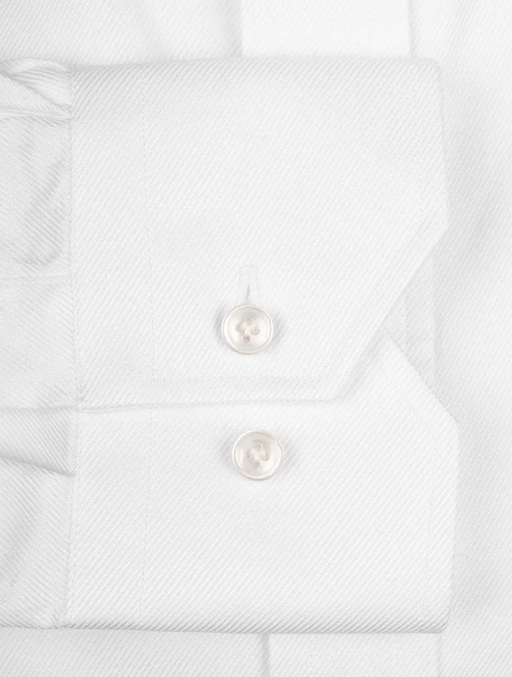 Classic Fit Thomas Mason Twill Single Cuff Shirt White