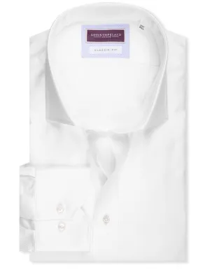 Classic Fit Thomas Mason Twill Single Cuff Shirt White