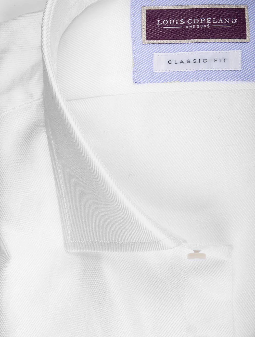 Classic Fit Thomas Mason Twill Single Cuff Shirt White
