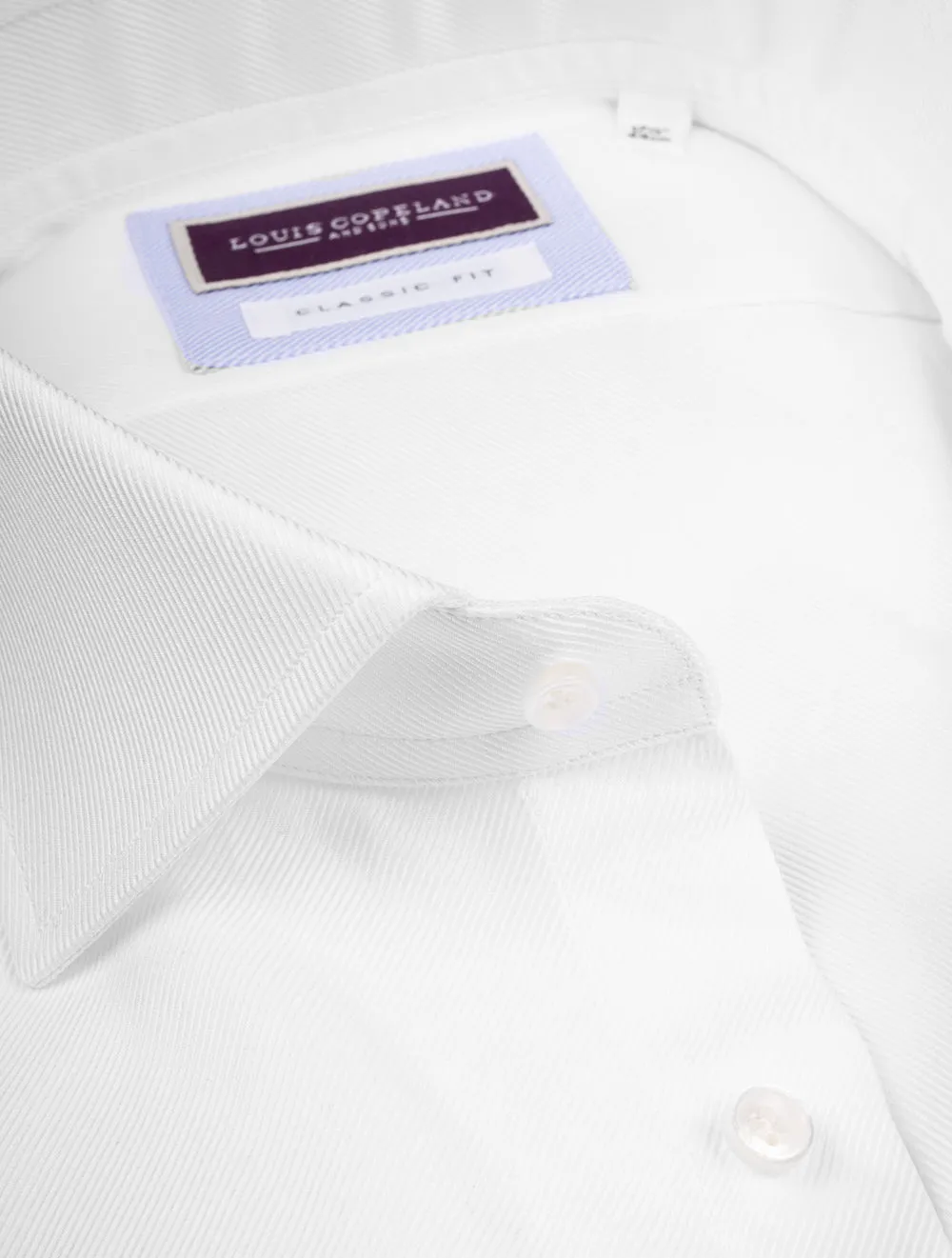 Classic Fit Thomas Mason Twill Single Cuff Shirt White