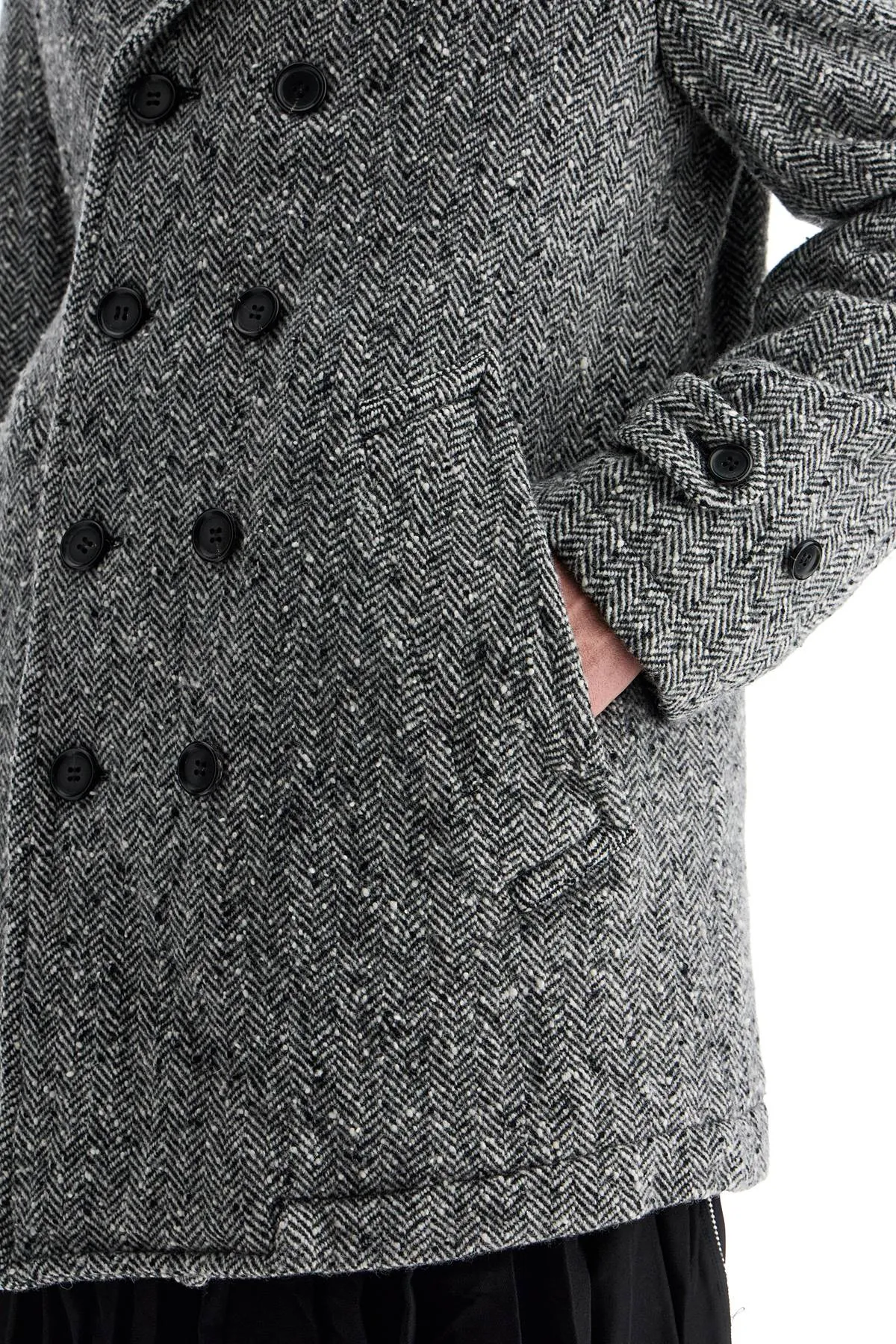 Comme Des Garcons  Men's Herringbone Wool Caban