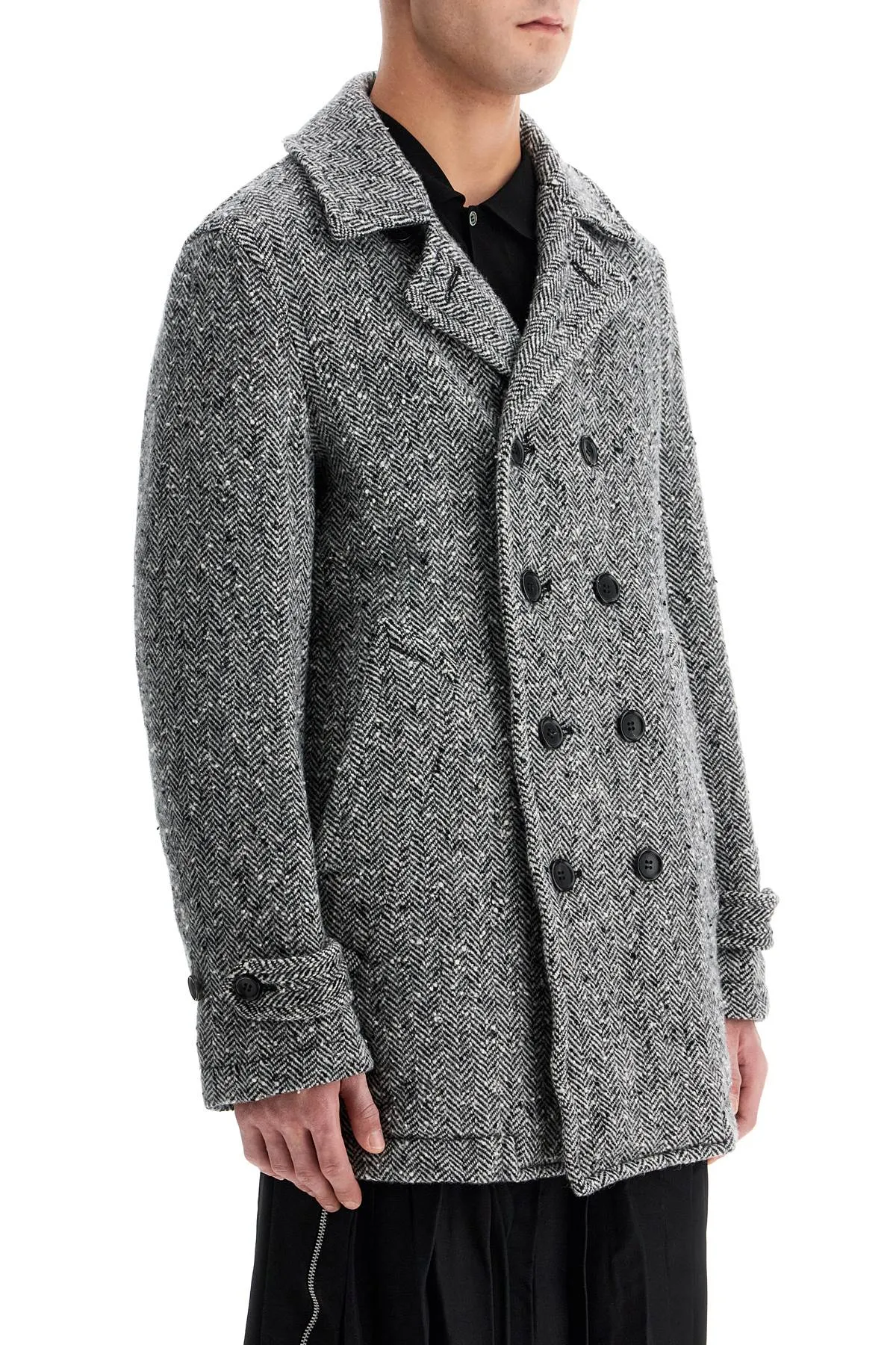 Comme Des Garcons  Men's Herringbone Wool Caban