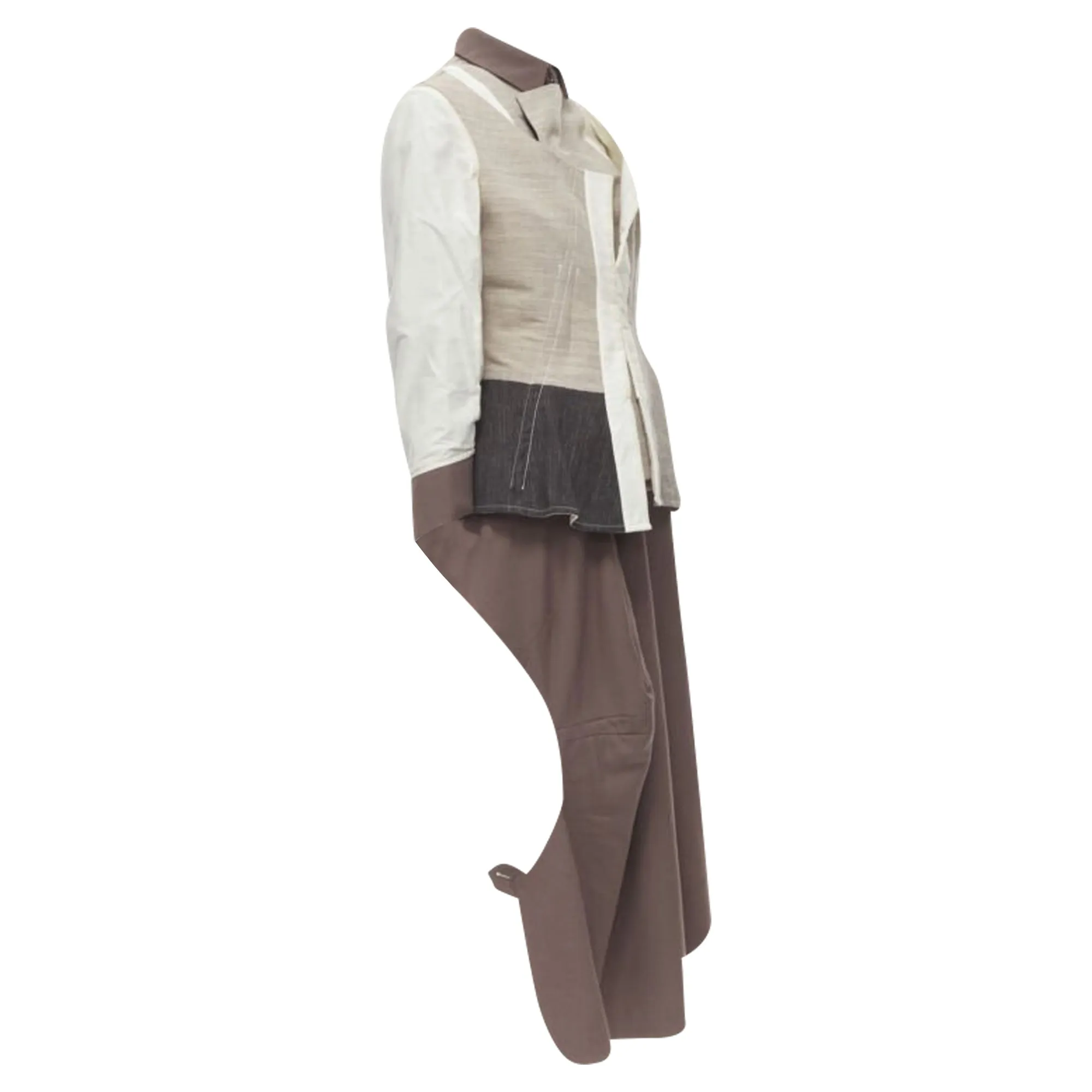 Comme Des Garcons patchwork inside out jacket skirt