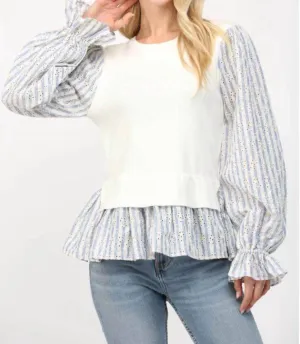Contrast Stipe Sweater In Blue/white