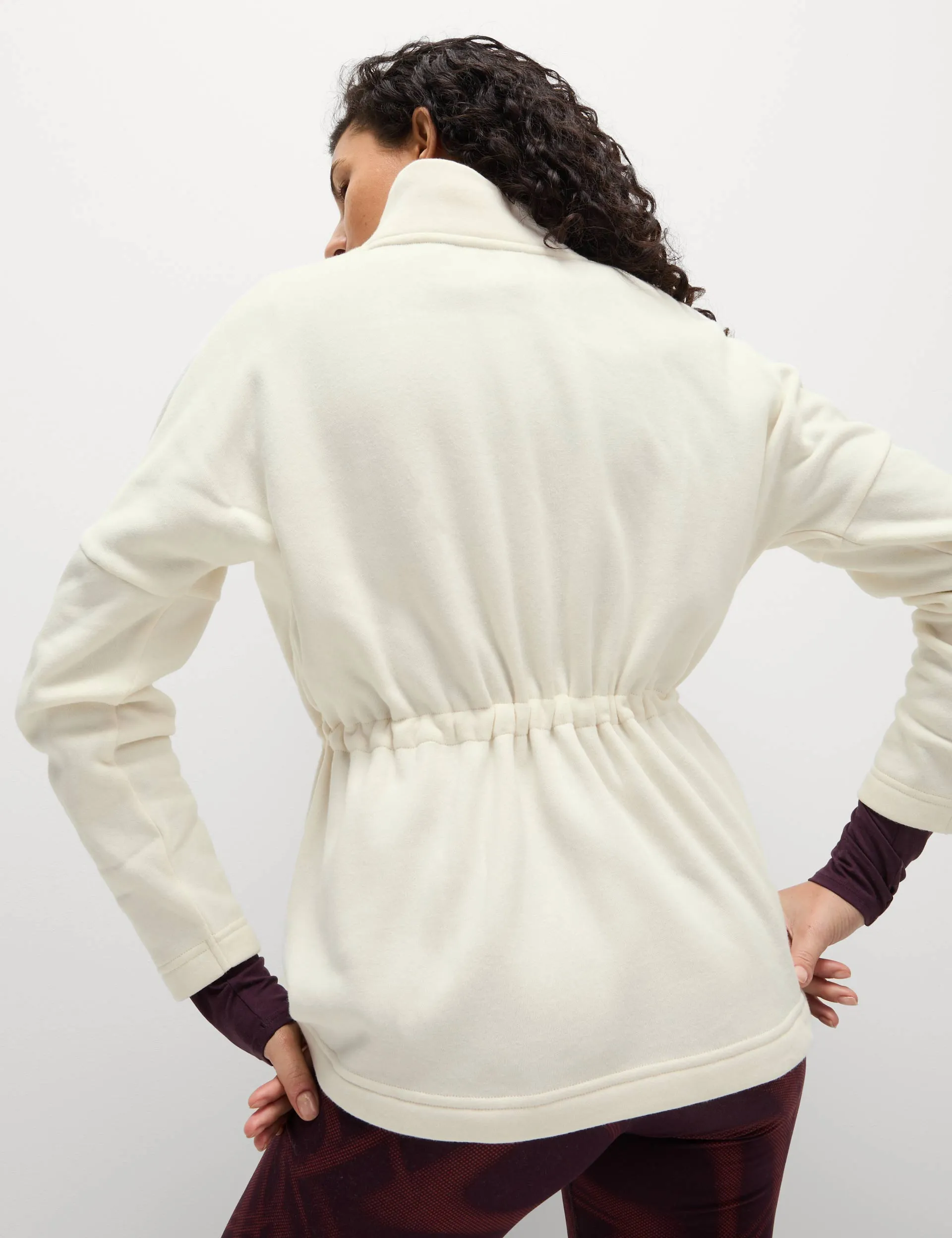 Cotton Rich Brushed Funnel Neck Sweatshirt - Ivory