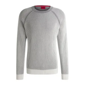 Cotton sweater with two-tone ribbing