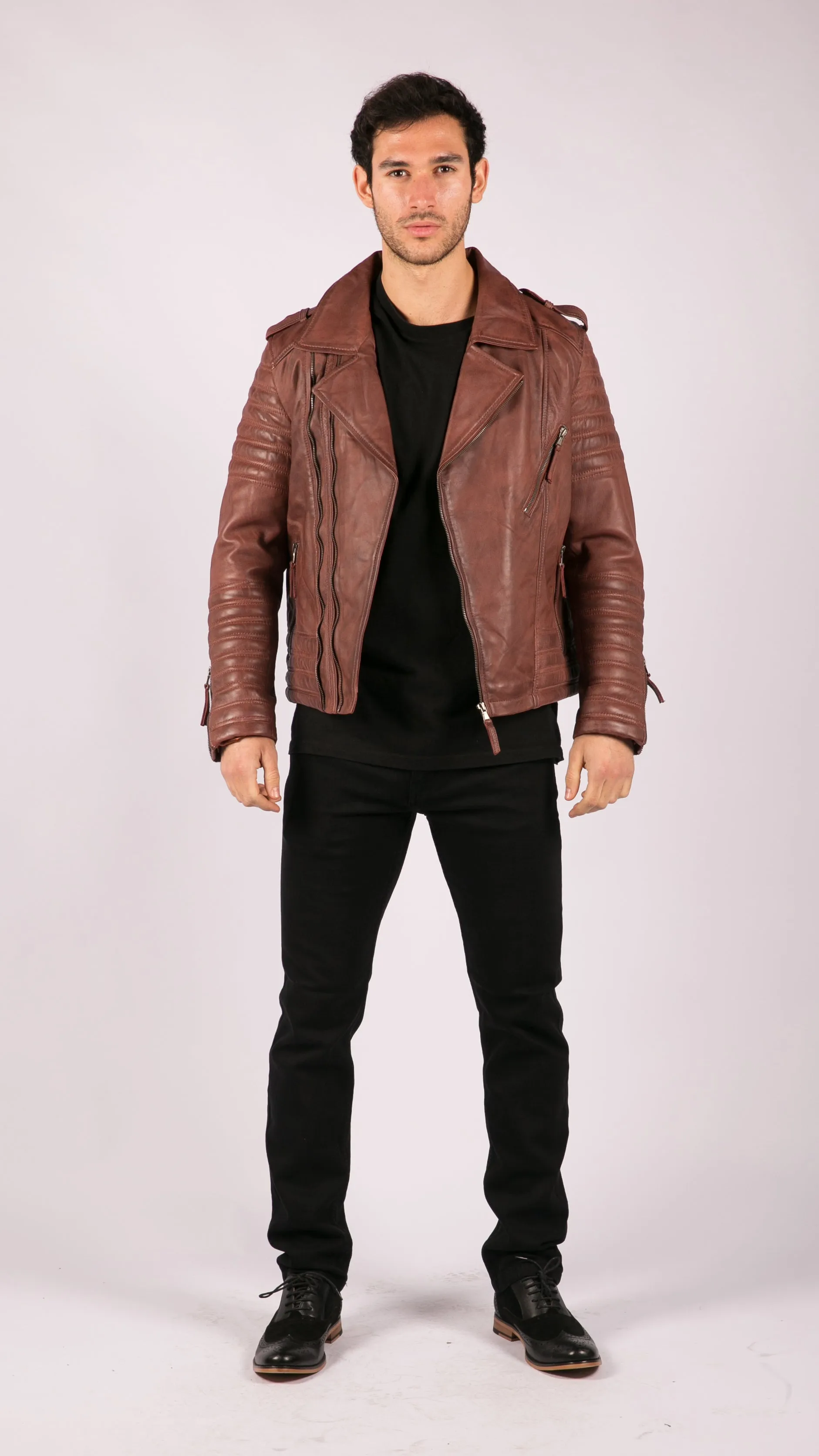 Cross Zip Biker Jacket Leather