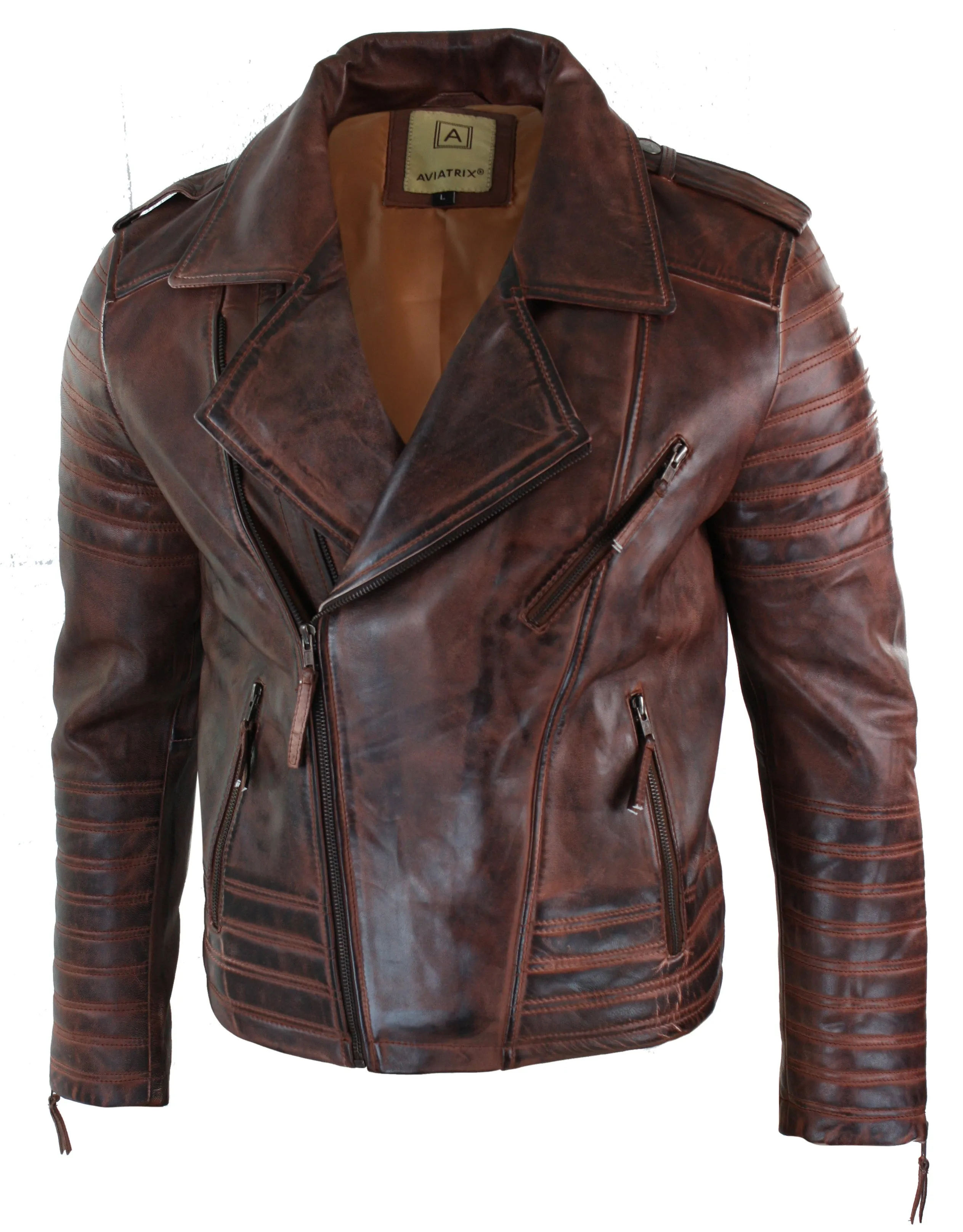 Cross Zip Biker Jacket Leather