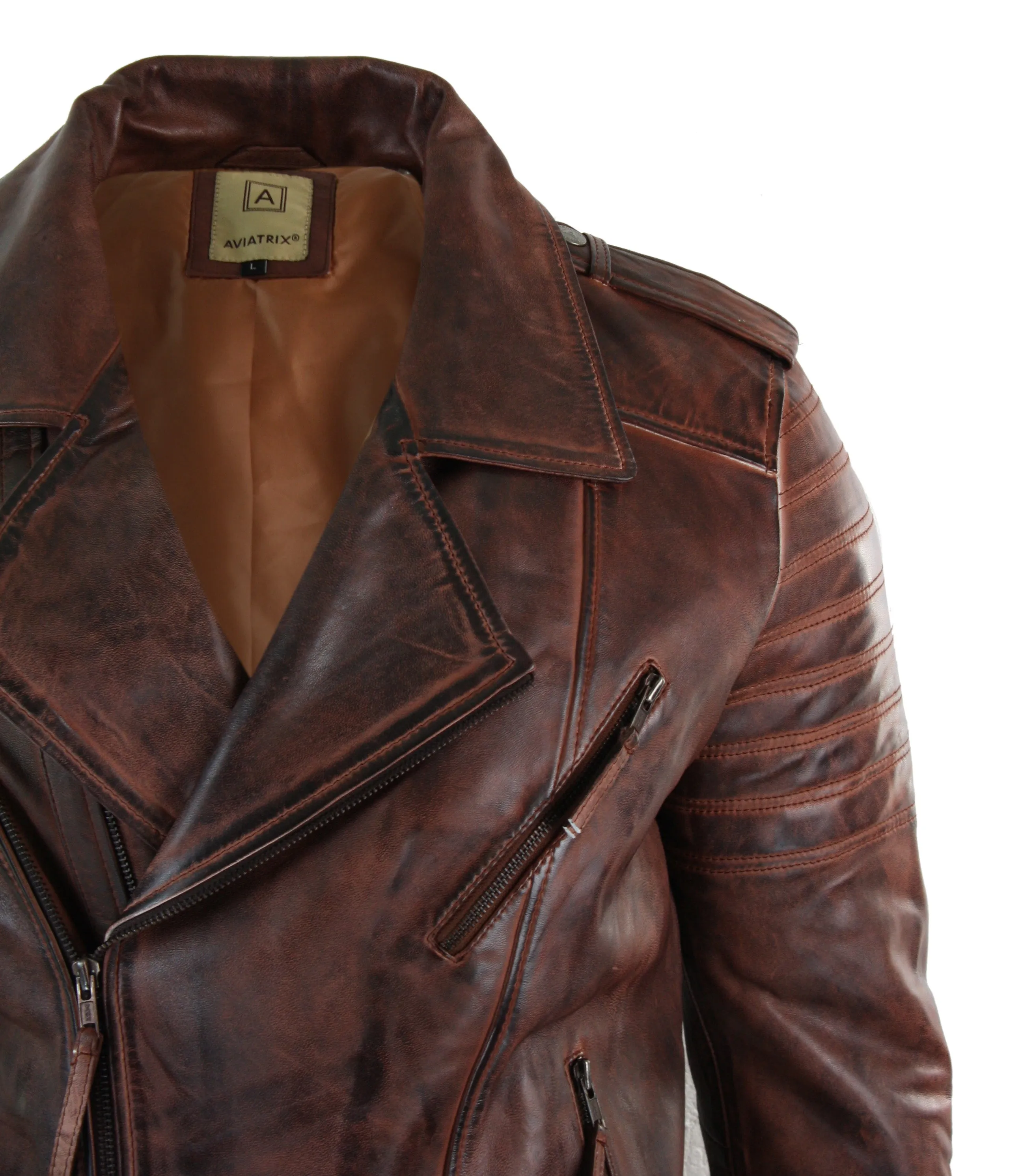 Cross Zip Biker Jacket Leather