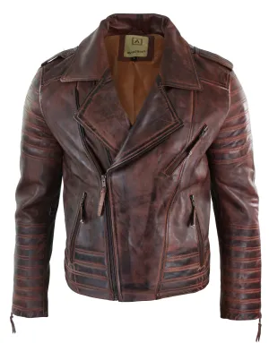 Cross Zip Biker Jacket Leather