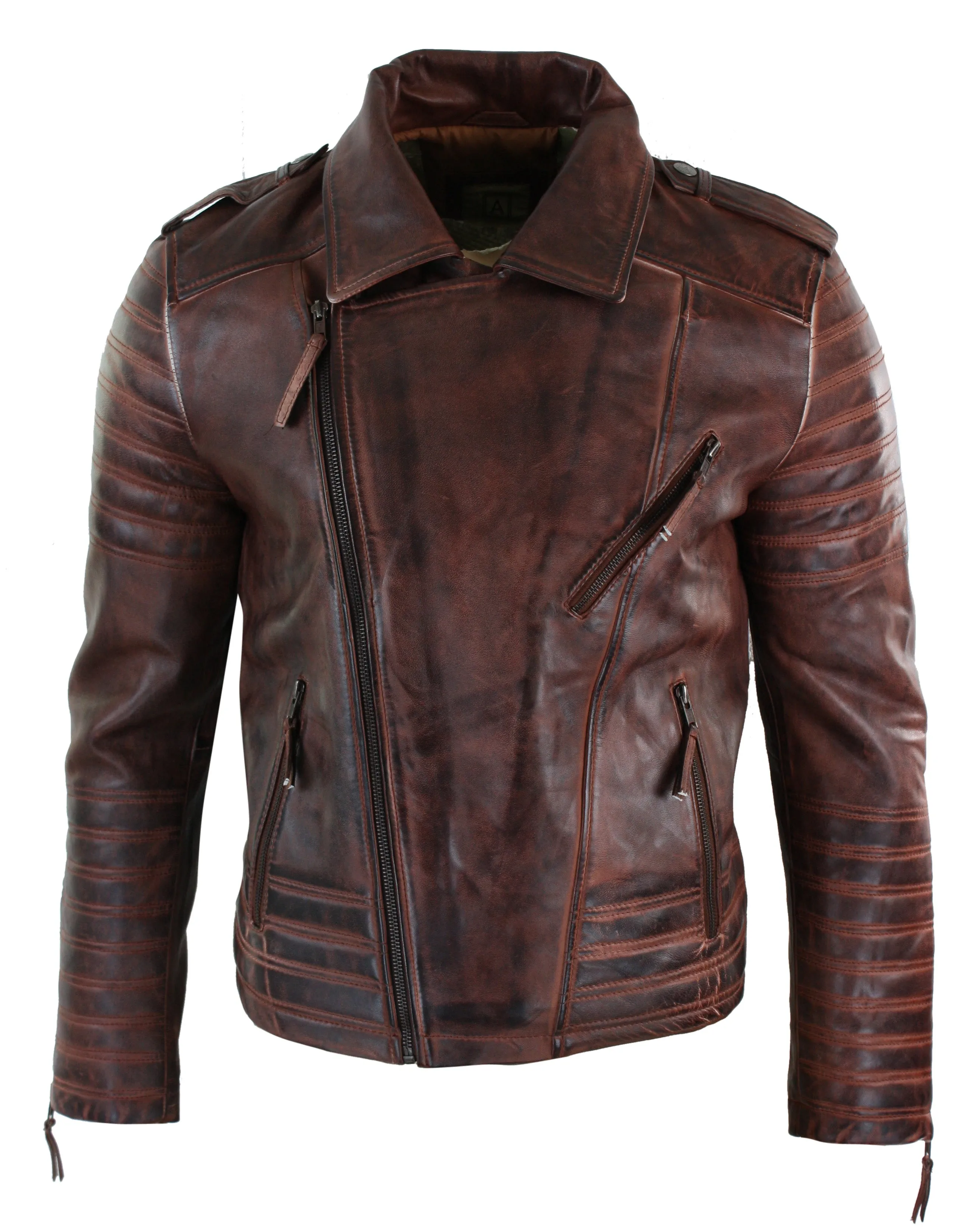 Cross Zip Biker Jacket Leather