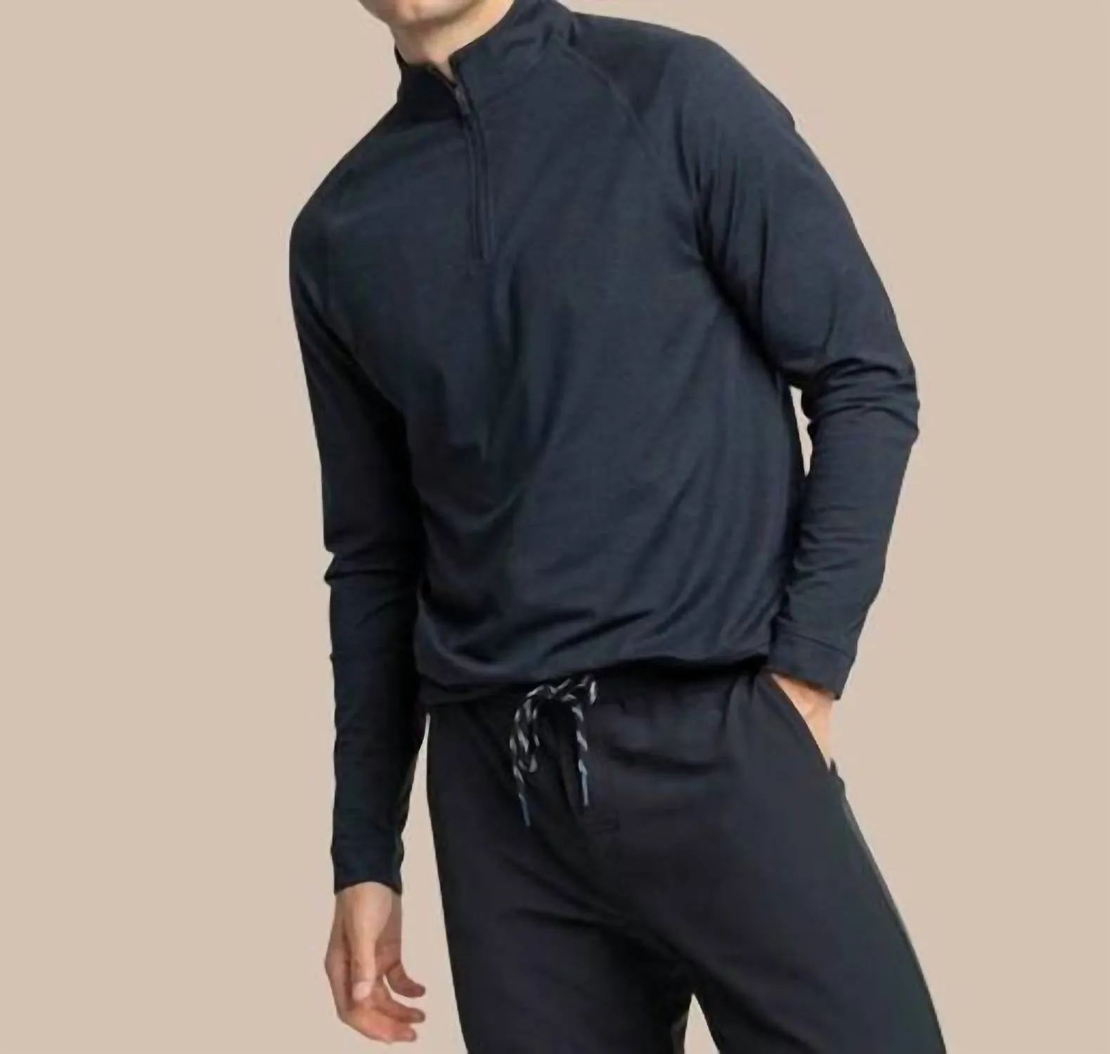 Cruiser Heather Quarter Zip In Heather Caviar Black