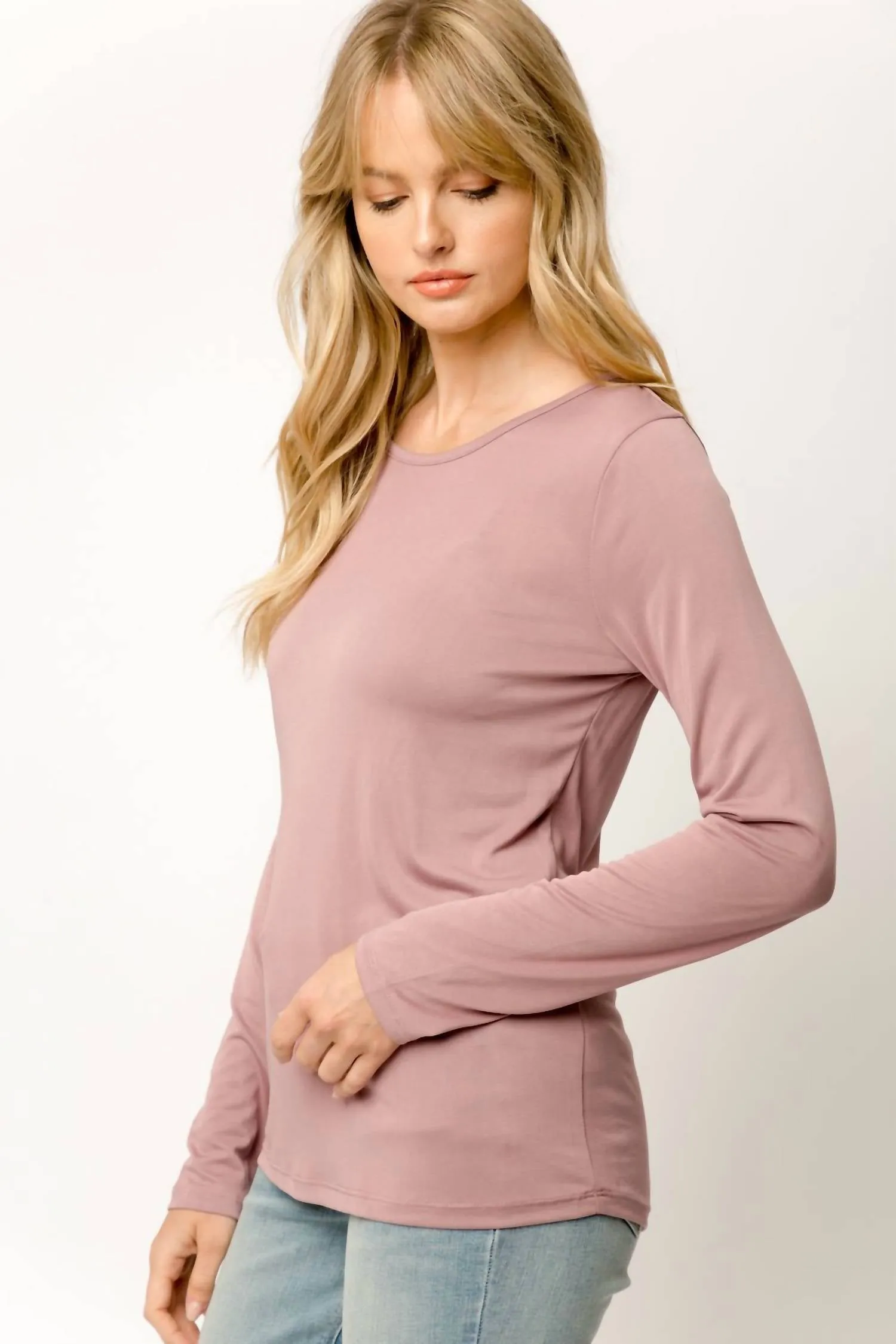 Cupro Modal Slim Top In Mauve