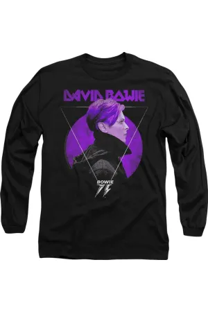 David Bowie Side Profile 75 Logo Long Sleeve Adult Tee / T-Shirt